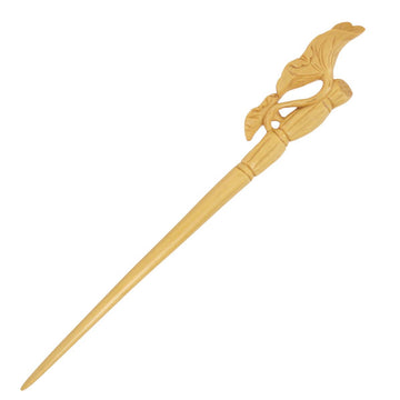 CrystalMood Handmade Carved Wood Hair Stick Lotus 7.1" Lignum-vitae